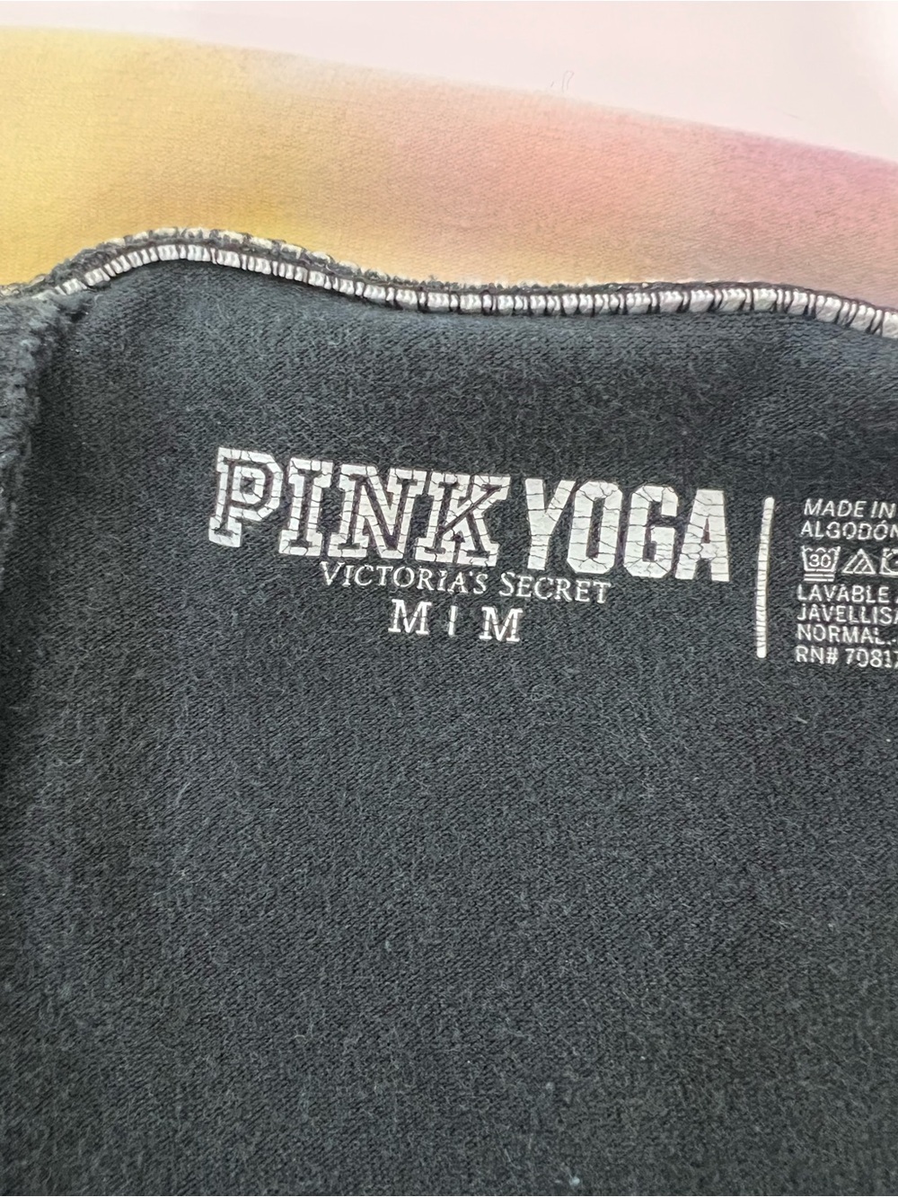 PINK Victoria's Secret Black Leggings with Rhinestone Pastel Waistband - Picture 7 of 9